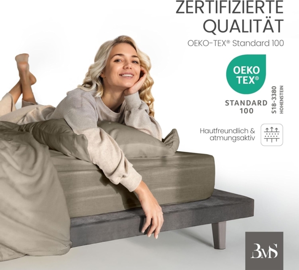 Bettwaesche-mit-Stil Mako-Satin Spannbettlaken braun 160x200cm Bild 6