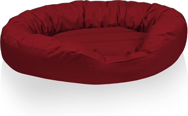 BedDog® Hundebett SUNNY 4in1 oder einfarbig, großes Hundekörbchen aus Cordura, waschbares Hundebett mit Rand, Hundekissen oval-rund, L-XXXL L, RED-WINE (rot)