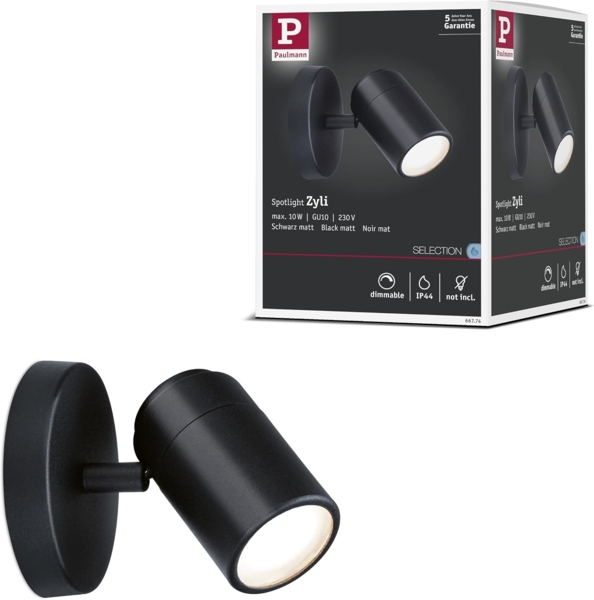 Paulmann 66774 Spotlight Zyli GU10 1-flammig Schwarz matt IP44
