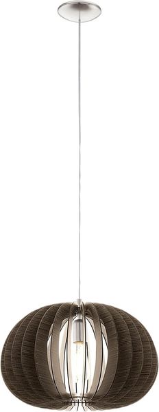 Eglo 94638 Hängeleuchte Holzstaboptik COSSANO nickel-matt, Holz braun E27 max. 1X40W Ø45cm H:150cm dimmbar