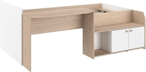 Vente-unique - Kombibett 90 x 190/200 cm - Natur und Weiß - MIVONA