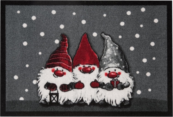 HANSE Home Fußmatte 3 Zwerge, Türmatte, rechteckig, Höhe: 7 mm, Schmutzfangmatte, Outdoor, Rutschfest, Weihnachten, Waschbar, Innen