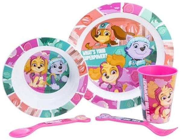 Paw Patrol Teller-Set Mikrowellengeeignet 5-teiliges Kindergeschirr mit rutschfestem Boden
