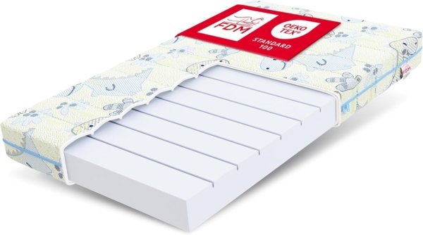 FDM Melody Kindermatratze 80x180 cm Kaltschaummatratze Höhe 10 cm Härtegrad H3 Öko-Tex Allergikergeeignet Bezug Waschbar Matratzenbezug Dino Bild 1