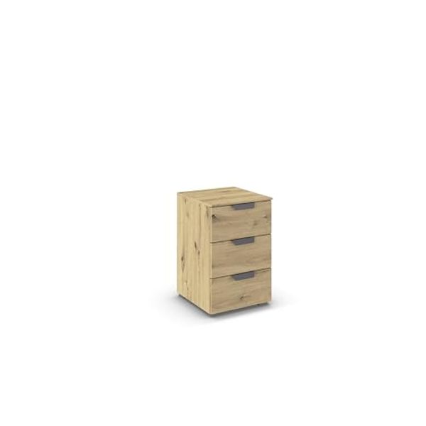 rauch Aditio Box, Nachttisch, 3 Schubladen, mit Softclose-Funktion, Farbe Eiche Artisan, BxHxT 40x61x42cm