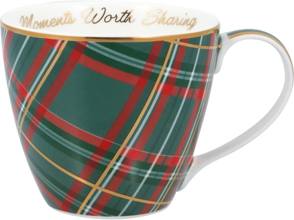 Greengate Becher Dagmar Becher mit Henkel check green 0,3 l, Stoneware