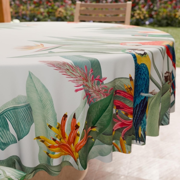 PETTI Artigiani Italiani - Fleckabweisende runde Tischdecke aus Mikrofaser (Durchmesser 160 cm), Küchentischabdeckung für runden Tisch, Motiv Papageien, 100% Made in Italy Bild 5