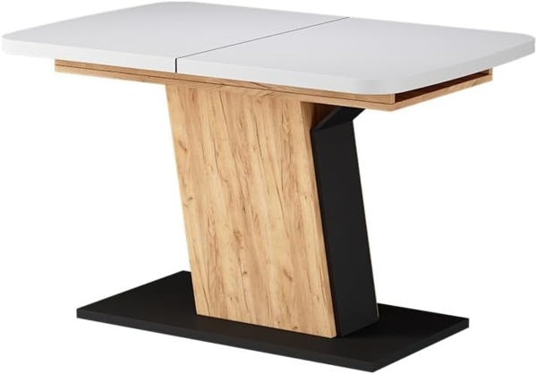 Esstisch Fenaro Weiß/Goldkraft Eiche 120 x 80 cm ausziehbar Vicco