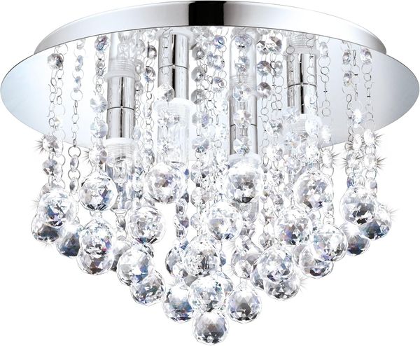 Eglo 94878 Badezimmer Deckenleuchte Almonte G9-LED 4X3W in chrom, Brillantglas klar IP44 H:23 Ø35cm