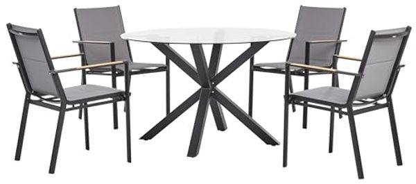 Gartenmöbel Set 4-Sitzer MALETTO BUSSETO Glas Schwarz