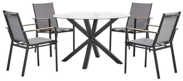 Gartenmöbel Set 4-Sitzer MALETTO BUSSETO Schwarz Glas