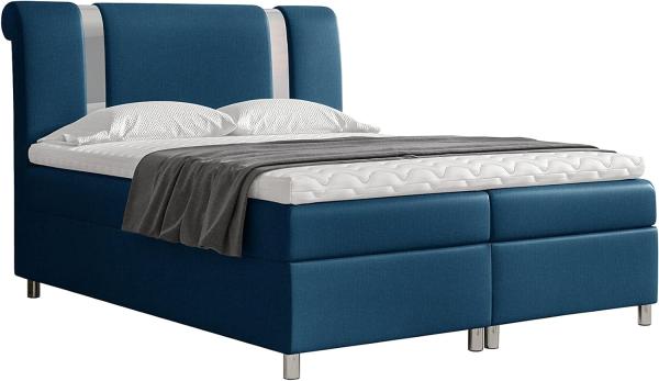 99rooms Asuncion Boxspringbett Strukturstoff INARI Blau 160 x 200 cm