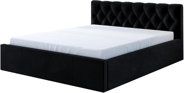 Polsterbett VOG 160x200 mit Matratze, Bettkasten und Lattenrost. Farbe: Schwarz 20