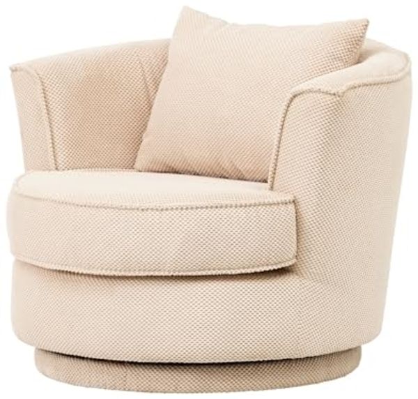 Sessel drehbar Comfy wollweiß Webvelours 95 cm