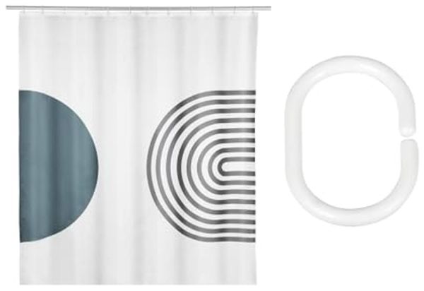SCHÖNER WOHNEN-Kollektion Duschvorhang »Orfa« Breite 180 cm (Set, 17-tlg), aus recyceltem Polyester, abstraktes Motiv, mit 16 Duschvorhangringen