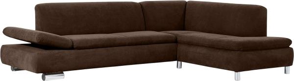 Terrence Ecksofa Veloursstoff Braun Metallfüße verchromt