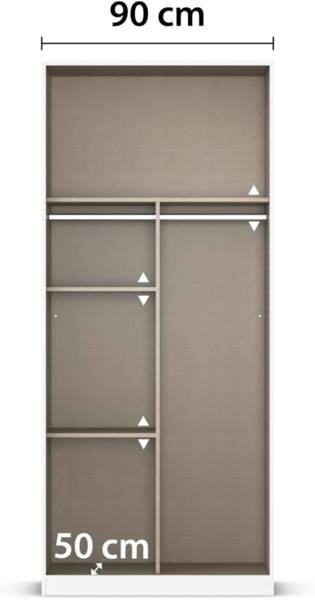 Rauch Möbel Reflect, Drehtürenschrank, Kleiderschrank, Schrank mit Spiegel, Garderobe, 2-türig, 2 Spiegeltüren, inkl. Stoffkisten und weiterem Zubehör, Farbe Grau metallic, Schwarz, 91 x 197 x 54 cm Bild 6