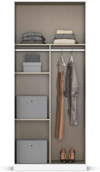 Rauch Möbel Reflect, Drehtürenschrank, Kleiderschrank, Schrank mit Spiegel, Garderobe, 2-türig, 2 Spiegeltüren, inkl. Stoffkisten und weiterem Zubehör, Farbe Grau metallic, Schwarz, 91 x 197 x 54 cm Bild 5