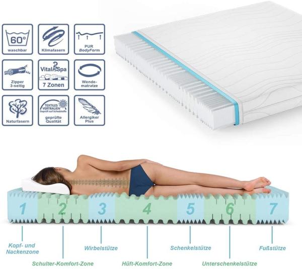 Kaltschaummatratze Weiß 180 x 200 cm 20cm Höhe Vitalispa Bild 8