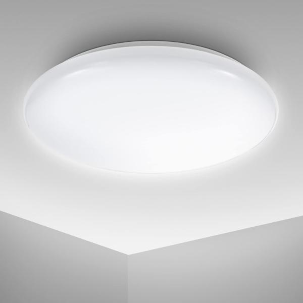 B. K. Licht - Deckenlampe mit neutralweißer Lichtfarbe, 12 Watt, 1200 Lumen, LED Deckenleuchte, LED Lampe, Wohnzimmerlampe, Schlafzimmerlampe, Küchenlampe, Deckenbeleuchtung, 27,8x6,5 cm, Weiß