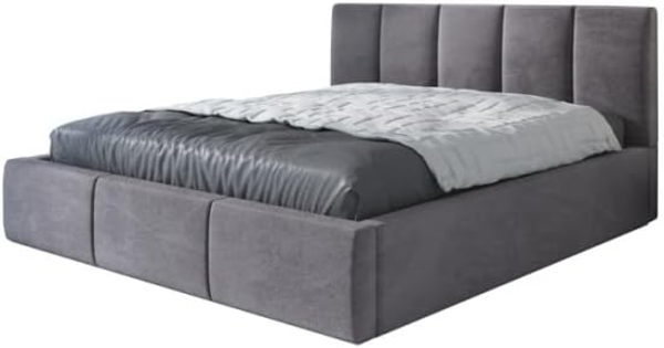 Polsterbett KENET 160x200 mit Matratze, Bettkasten und Lattenrost. Farbe: Grau 16