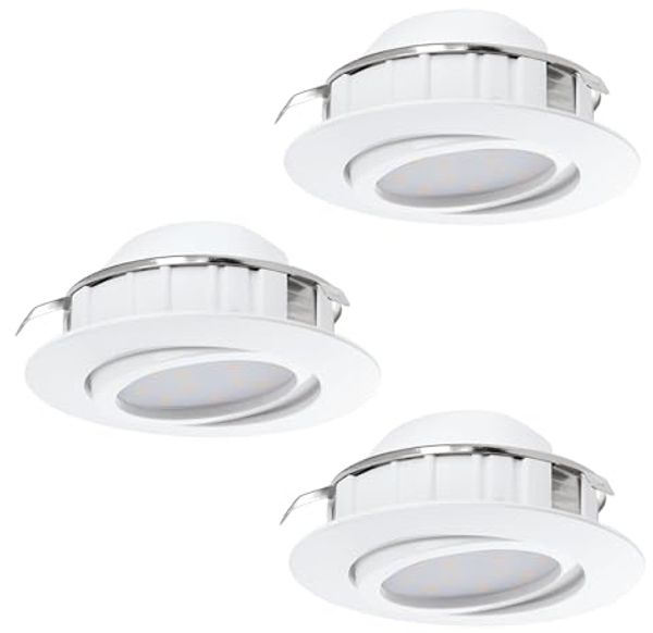 Eglo 95857 3er Set Hochvolt LED Einbauleuchte PINEDA Ø 8,4cm dimmbar in weiß 3000K schwenkbar