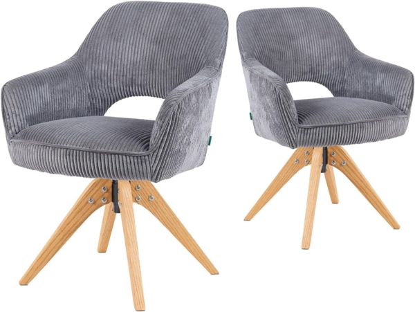 DUBI Möbel Polsterstuhl Mika-Lena 2er-Set, Federkern, Eiche geölt, 360° drehbar im 2er-Set