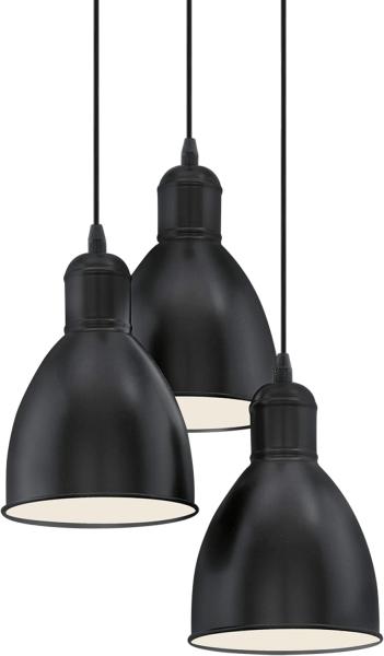 Eglo 49465 Hängeleuchte PRIDDY Stahl schwarz, weiß E27 3X40W H:110cm Ø32,5cm dimmbar