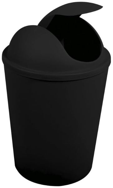 MSV Kosmetikeimer Abfalleimer Schwingdeckeleimer 5,5 Liter Kunststoff Schwarz