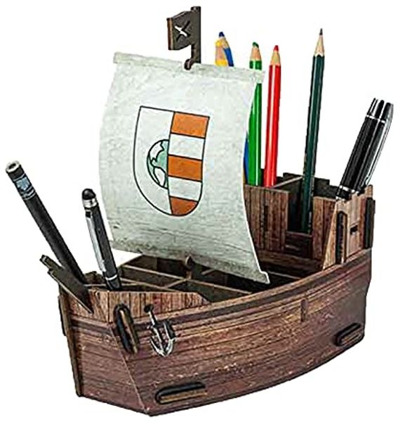 Werkhaus Stiftebox Segelschiff Kogge braun Stifte Köcher Halter WE2035