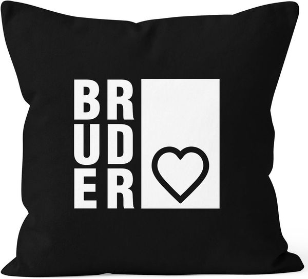 MoonWorks Dekokissen Kissenbezug Bruderherz Bruder Geschenk Geburtstag Kissen-Hülle 40x40 Baumwolle Moonworks®