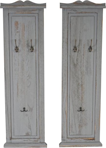 2er-Set Garderobe Wandgarderobe Garderobenpaneel Wandhaken 109 x 28 x 4 cm ~ grau shabby