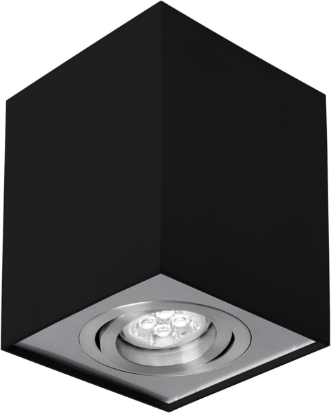 Deckenspots schwarz/silber D-97mm GU10 IP20 quadratisch
