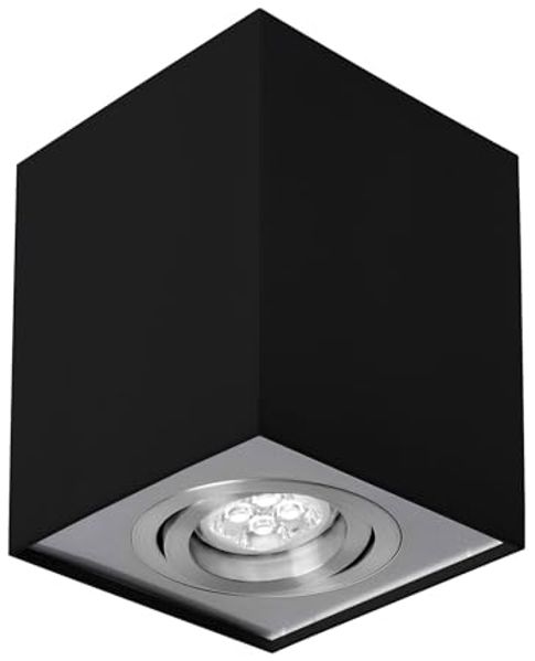 Deckenspots schwarz/silber D-97mm GU10 IP20 quadratisch