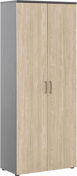 MÖBELPARTNER Hochschrank Highboard Büroschrank Anthrazit Eichehell 80,2x199,7x41