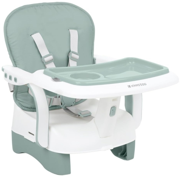 Kikkaboo Kinderstuhl, Boostersitz Chewy, Doppeltablett, Sicherheitsgurt, faltbar grün