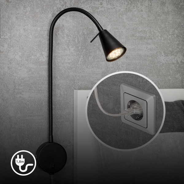 Briloner LED Wandleuchte Tusa schwarz 5W, warmweiß Bild 6