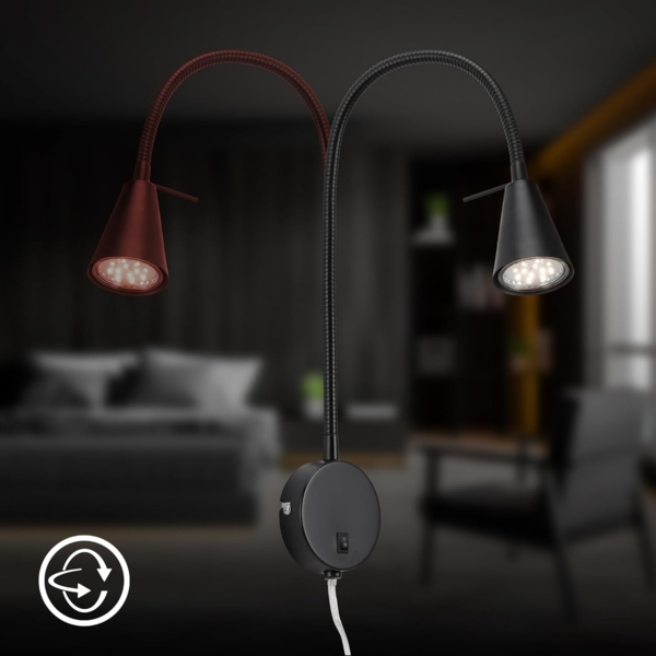 Briloner LED Wandleuchte Tusa schwarz 5W, warmweiß Bild 5