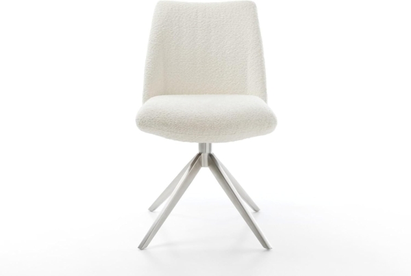 Drehstuhl Elso-Flex Bouclé Weiß Kreuzgestell breit Edelstahl 360° drehbar Wippfunktion Taschenfederkern Bild 3