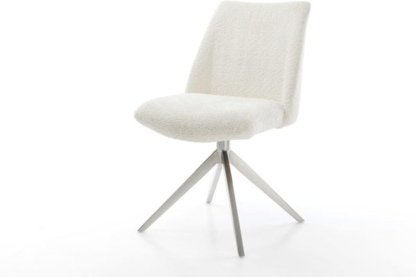 Drehstuhl Elso-Flex Bouclé Weiß Kreuzgestell breit Edelstahl 360° drehbar Wippfunktion Taschenfederkern Bild 2