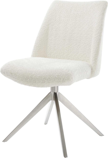Drehstuhl Elso-Flex Bouclé Weiß Kreuzgestell breit Edelstahl 360° drehbar Wippfunktion Taschenfederkern Bild 1