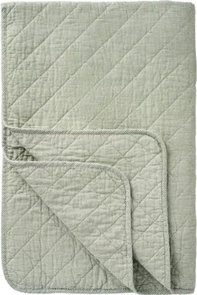 Ib Laursen Decke Quilt Tagesdecke Überwurf Gestreift Grün Weiß 180x130cm 0788-81