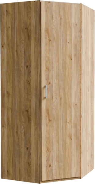 Forte ECONOBOX 2 Eckkleiderschrank 90, 1-türiger Drehtürenschrank, Holzwerkstoff, Mauvella Eiche Dekor, 89,5 cm breit, 210,5 cm hoch, 89,4 cm tief Bild 4
