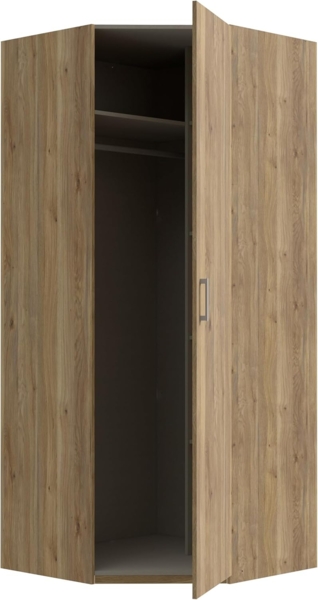 Forte ECONOBOX 2 Eckkleiderschrank 90, 1-türiger Drehtürenschrank, Holzwerkstoff, Mauvella Eiche Dekor, 89,5 cm breit, 210,5 cm hoch, 89,4 cm tief Bild 5