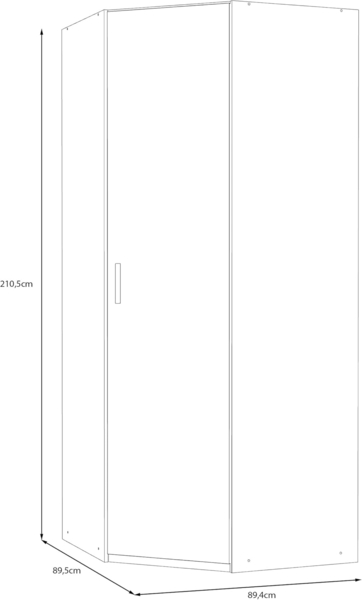 Forte ECONOBOX 2 Eckkleiderschrank 90, 1-türiger Drehtürenschrank, Holzwerkstoff, Mauvella Eiche Dekor, 89,5 cm breit, 210,5 cm hoch, 89,4 cm tief Bild 2