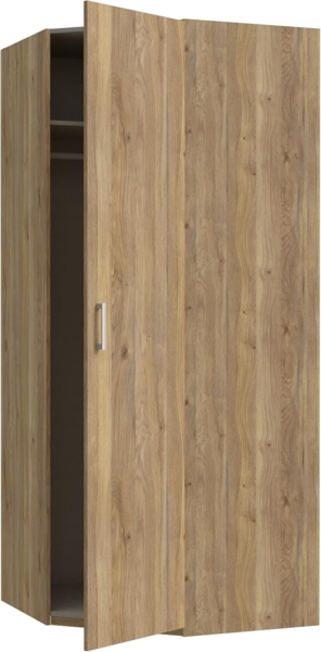 Forte ECONOBOX 2 Eckkleiderschrank 90, 1-türiger Drehtürenschrank, Holzwerkstoff, Mauvella Eiche Dekor, 89,5 cm breit, 210,5 cm hoch, 89,4 cm tief Bild 6