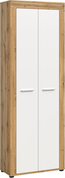 xonox. home Garderobe Jam X8BK6613 Schuhschrank Garderobenschrank Schrank in Wotan Eiche Nb, weiß. ca. 64 x 191 x 35 cm