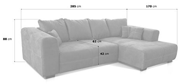 Cavadore Ecksofa Mavericco / XXL Eckcouch Inkl. Rückenkissen und Zierkissen / Longchair rechts / Industrial Style / 285 x 69 x 170 (BxHxT) / Mikrofaser Braun Bild 3