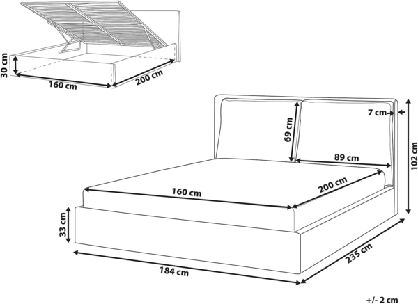 Bett mit Stauraum Bouclé BAJONNA 160 x 200 cm Braun Bild 3
