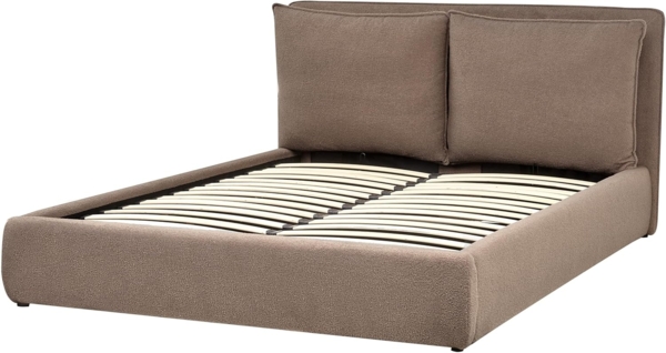 Bett mit Stauraum Bouclé BAJONNA 160 x 200 cm Braun Bild 6